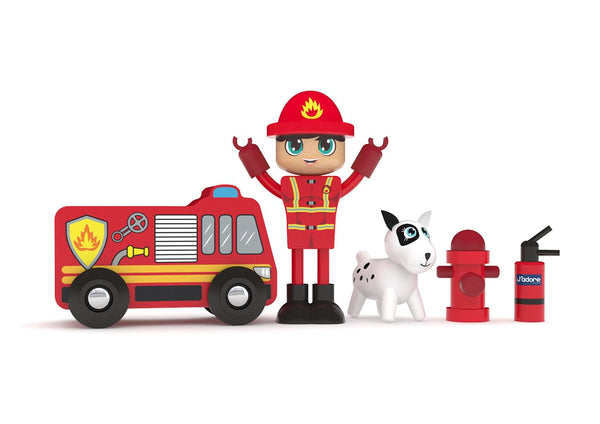 J'adore Firefighter Zac Natural Wooden Toy Playset