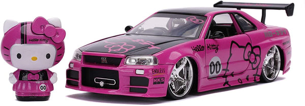 Hello Kitty 2002 Nissan Skyline GT-R (R34) 1:24 Die Cast Vehicle