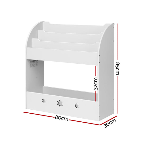 Keezi Kids Bookshelf Children Toy Storage Magazine Rack Organiser Bookcase White