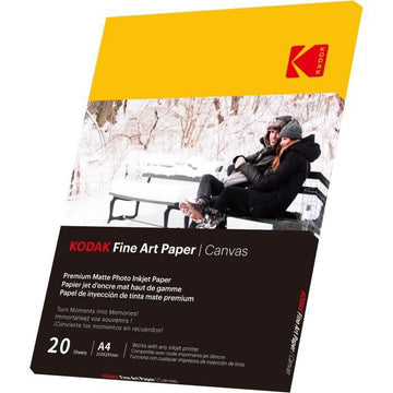 KODAK - 20 feuilles de papier photo 230g/m², mat, Format A4 (21x29,7cm), Impression Jet d'encre effet toile - 9891090