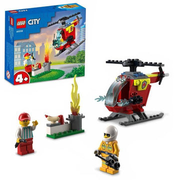 LEGO 60318 City Fire L'Hélicoptere des Pompiers, Jouet pour Filles et Garçons +4 ans, Figurine Pompier et Brique de Démarrage