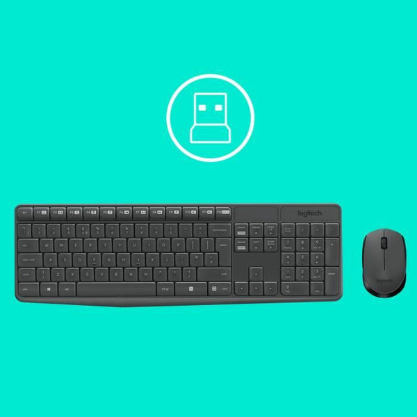 LOGITECH Ensemble Clavier Souris MK235 - Sans Fil - AZERTY - Récepteur USB