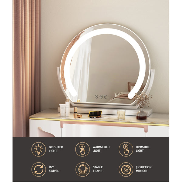 Embellir Hollywood Makeup Mirror with LED Lighted Vanity Dimmable Metal 40X35CM