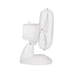 Ventilateur de table OCEANIC - 30W - Diametre 23 cm - 2 vitesses - Oscillant - Blanc