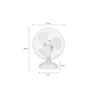 Ventilateur de table OCEANIC - 30W - Diametre 23 cm - 2 vitesses - Oscillant - Blanc