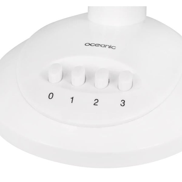 Ventilateur de table OCEANIC - 40W - Diametre 30 cm - 3 vitesses - Oscillant - Blanc