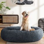 Pet Bed Dog Cat Calming Bed Extra Large 110cm Dark Grey Sleeping Comfy Washable