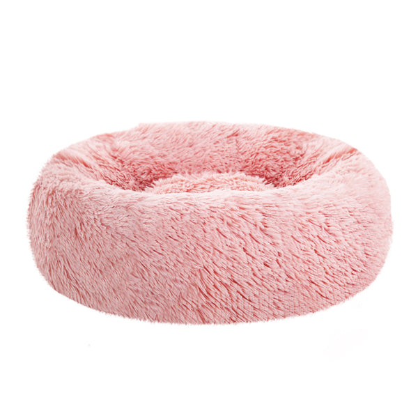 Pet Bed Dog Cat Calming Bed Small 60cm Pink Sleeping Comfy Cave Washable