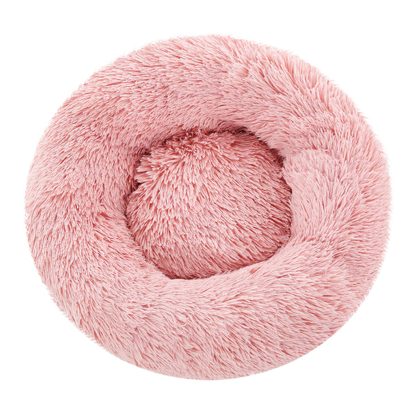 Pet Bed Dog Cat Calming Bed Small 60cm Pink Sleeping Comfy Cave Washable