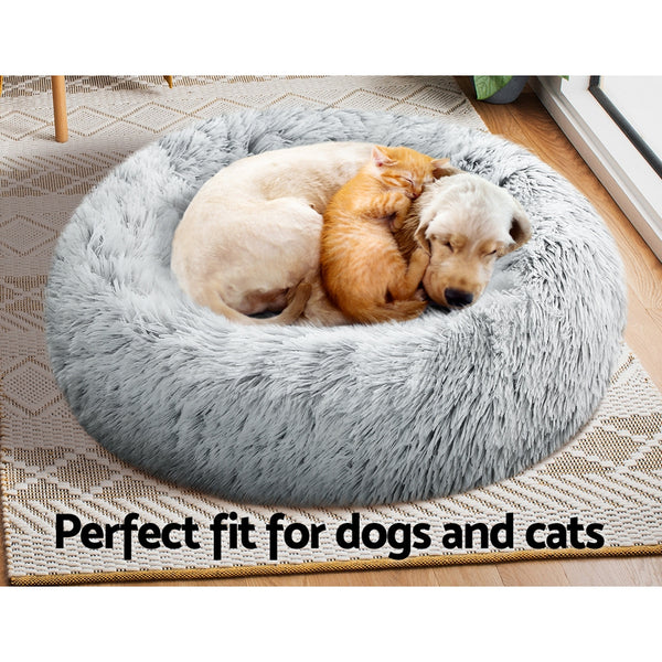 Pet Bed Dog Cat Calming Bed Medium 75cm Charcoal Sleeping Comfy Cave Washable