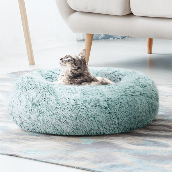 Pet Bed Dog Cat Calming Bed Medium 75cm Teal Sleeping Comfy Cave Washable