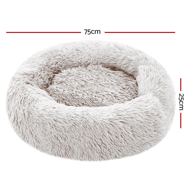 Pet Bed Dog Cat Calming Bed Medium 75cm White Sleeping Comfy Cave Washable