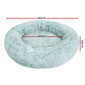 Pet Bed Dog Cat Calming Bed Large 90cm Teal Sleeping Comfy Cave Washable