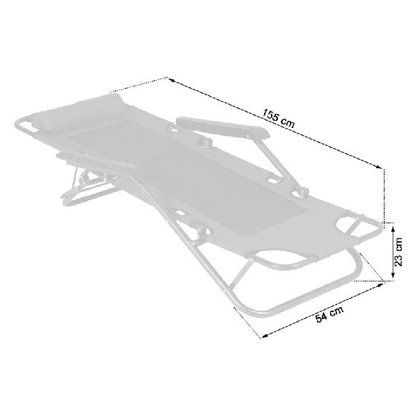 Beach sunbed Steel Orange (153 x 60 x 80 cm)