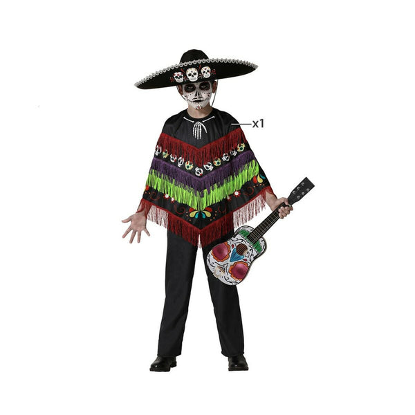 Costume for Children Skeleton Poncho Black