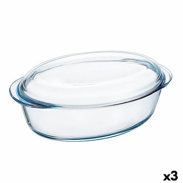 Oven Dish Pyrex Classic Vidrio With lid Transparent Glass 33 x 20 x 10 cm (3 Units)