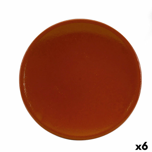 Serving Platter Raimundo Baked clay Brown Ø 30 cm (6 Units)