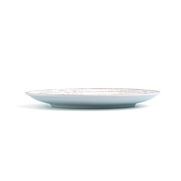 Flat Plate Ariane Tornado White Bicoloured Ceramic Ø 21 cm (12 Units)