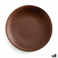 Flat plate Anaflor Baked clay Ceramic Brown (Ø 29 cm) (8 Units)