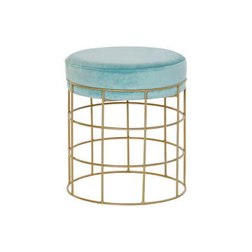 Footrest DKD Home Decor Polyester Metal Golden Sky blue (32 x 32 x 36 cm)