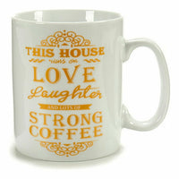 Mug Coffee Porcelain Golden White 500 ml 24 Units