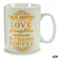 Mug Coffee Porcelain Golden White 500 ml 24 Units