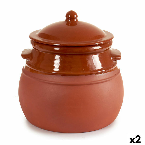 Marmite avec couvercle Faïence 4,5 L 25 x 27 x 25 cm (2 Unités)