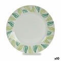 Assiette à dessert Volets Blanc Vert Ø 19 cm Porcelaine (10 Unités)