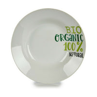 Deep Plate Organic White Green Ø 20,6 cm Porcelain (10Units)