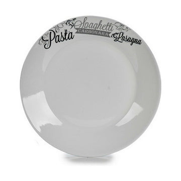 Assiette plate Ø 24,4 cm Noir Blanc Porcelaine Pâtes (10 Unités)