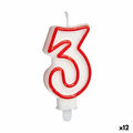 Candle Birthday Number 3 Red White (12 Units)