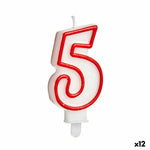 Candle Birthday Number 5 Red White (12 Units)