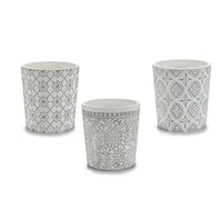 Planter Pattern White Grey Ceramic 12,3 x 12 x 12,3 cm (144 Units)