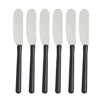 Set Butter Knife Silver Black Stainless steel Plastic (12 Units)