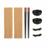 Sushi Set Black Bamboo Stoneware (12 Units)