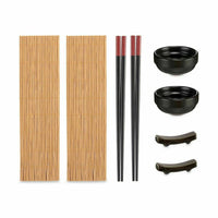 Sushi Set Black Bamboo Stoneware (12 Units)