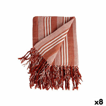 Multipurpose throw Stripes 235 x 205 cm White Red (8 Units)