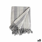 Multipurpose throw Stripes 235 x 205 cm White Grey (8 Units)