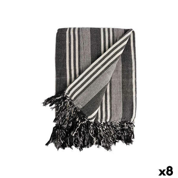 Multipurpose throw Stripes 235 x 205 cm White Grey (8 Units)