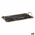 Tray Marble Black Golden Metal Glass 35 x 4,5 x 20 cm (6 Units)