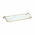 Tray Marble White Golden Metal Glass 35 x 4,5 x 20 cm (6 Units)