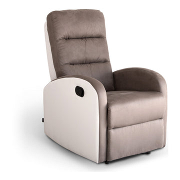 Reclining Armchair Astan Hogar Relax Manual White/Brown Synthetic Leather