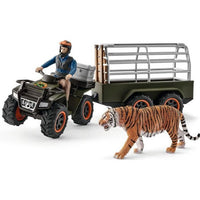 Schleich Figurine 42351 - Vie sauvage - Quad avec remorque et ranger