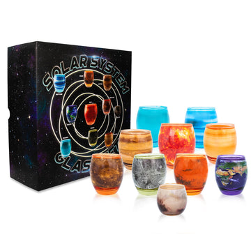 Solar System Planetary Glasses Set of 10 § Each Holds 4-10 Ounces