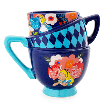 Disney Alice in Wonderland Stacked Teacups Sculpted Ceramic Mug § Holds 20 Ounce