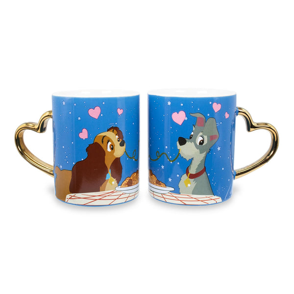 Disney Lady and the Tramp 14-Ounce Heart-Shaped Handle Ceramic Mugs § Set of 2