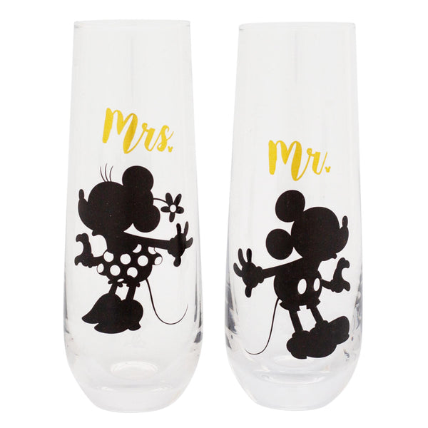 Disney Mickey and Minnie 9-Ounce Stemless Fluted Glassware § Set of 2