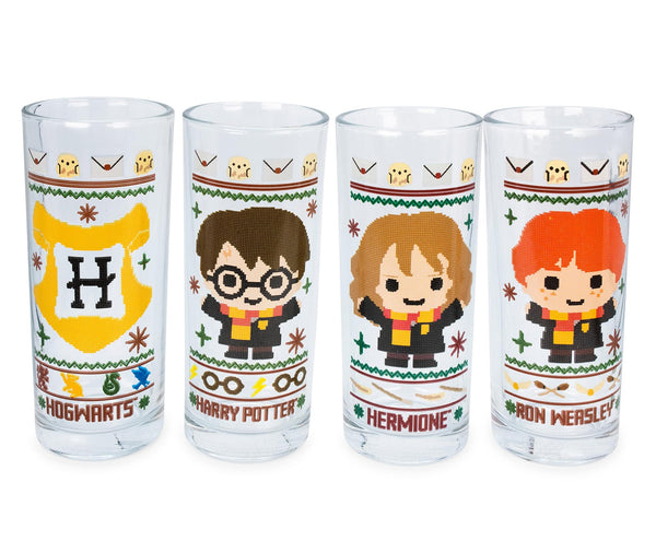 Harry Potter Chibi Christmas Sweater 10-Ounce Tumbler Glasses § Set of 4