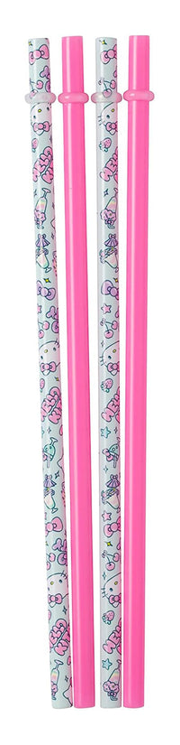 Hello Kitty Kawaii Treats 4 Piece Reusable Plastic Straw Set