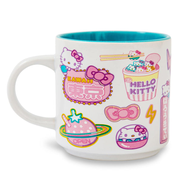 Hello Kitty "Kawaii Tokyo" Allover Icons Ceramic Stacking Mug § Holds 13 Ounces